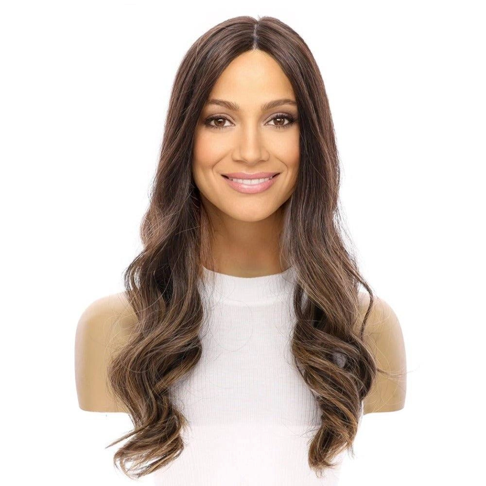 20" Onyx Silk Top Topper Dark Brown Balayage