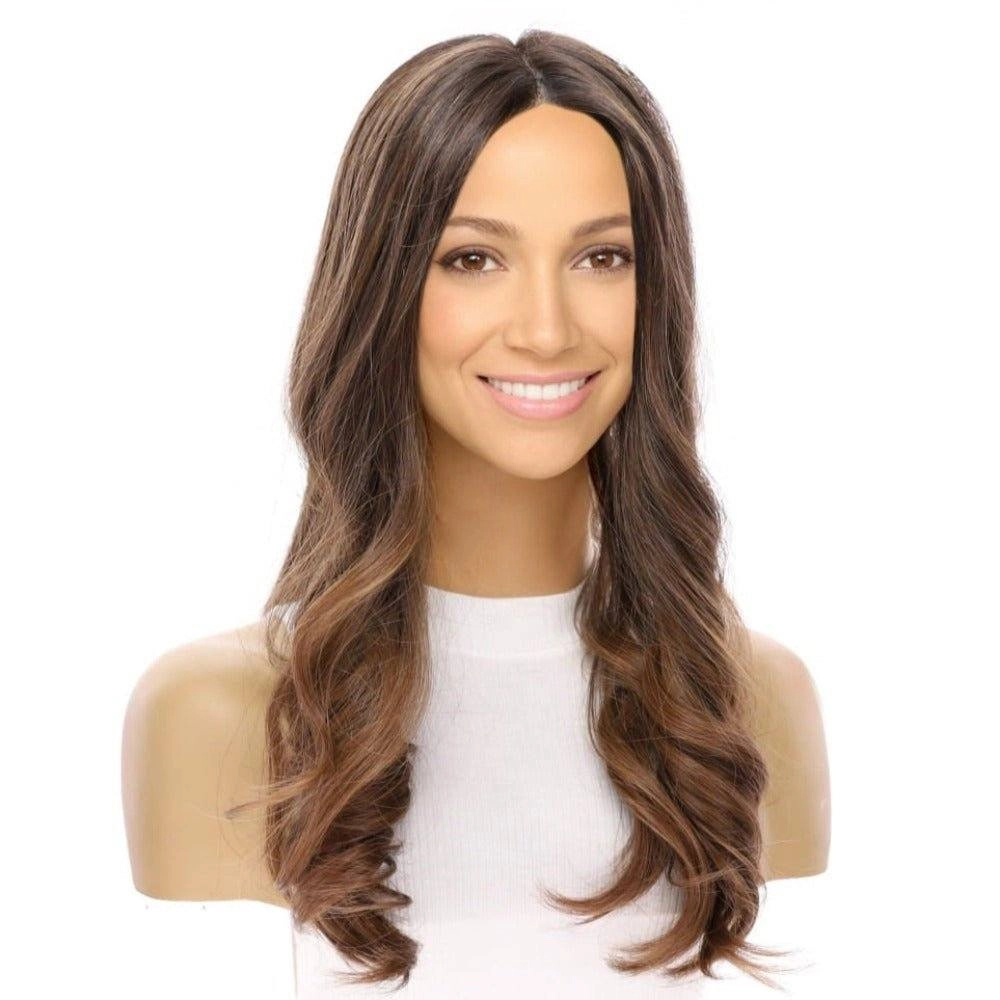 20" Onyx Silk Top Topper Dark Brown Ombre