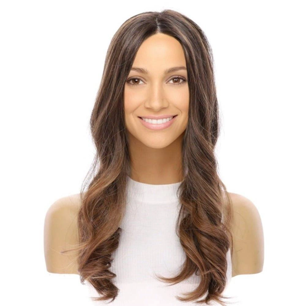 20" Onyx Silk Top Topper Dark Brown Ombre