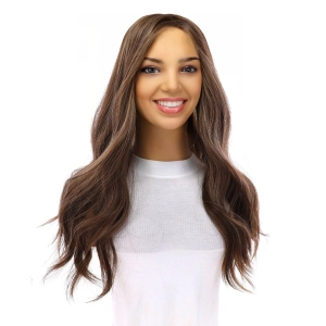 20" Onyx Silk Top Topper Dark Brown w/ Highlights