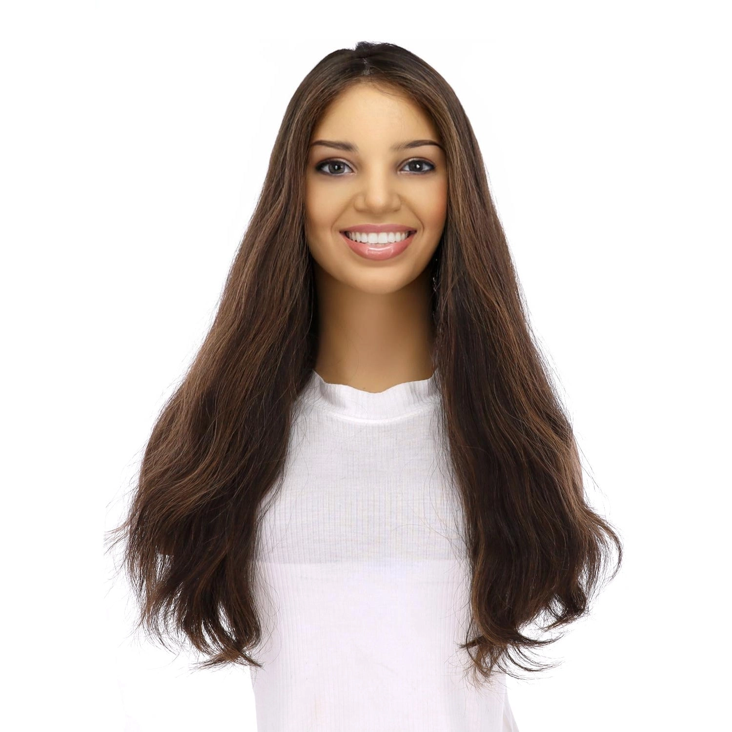 20" Onyx Silk Top Topper Soft Black w/ Highlights Wavy