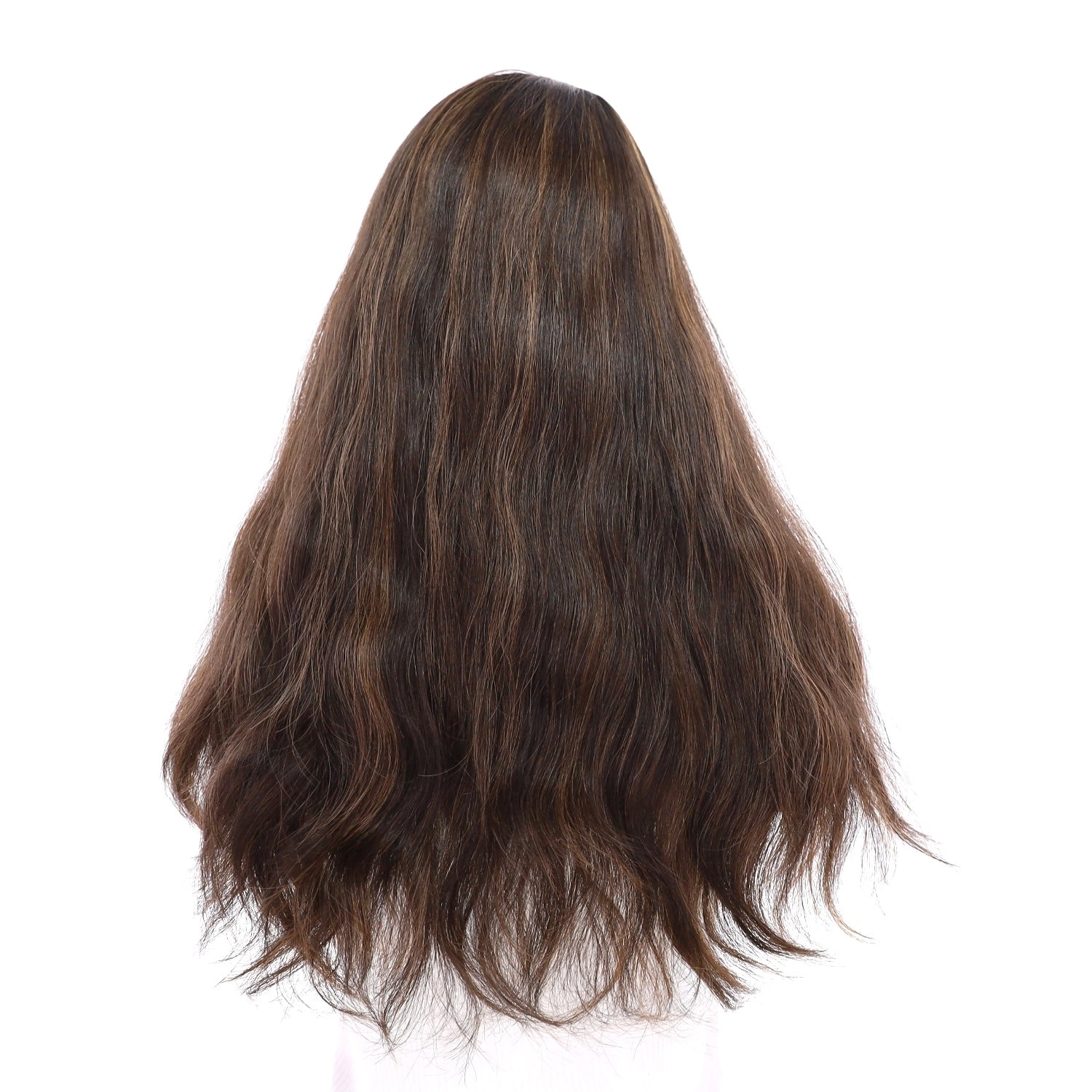 20" Onyx Silk Top Topper Soft Black w/ Highlights Wavy