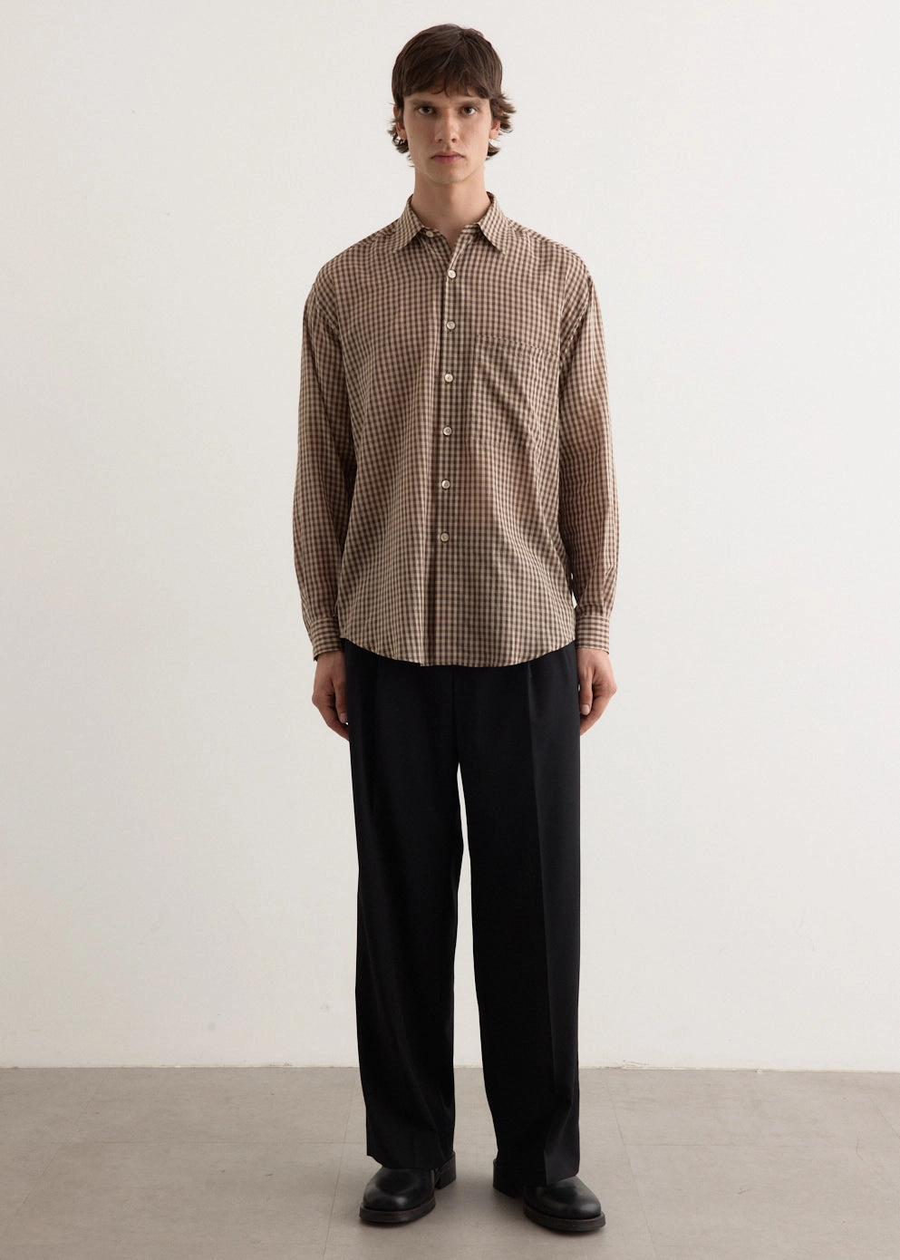 Airy Light Cotton Check Big Shirt