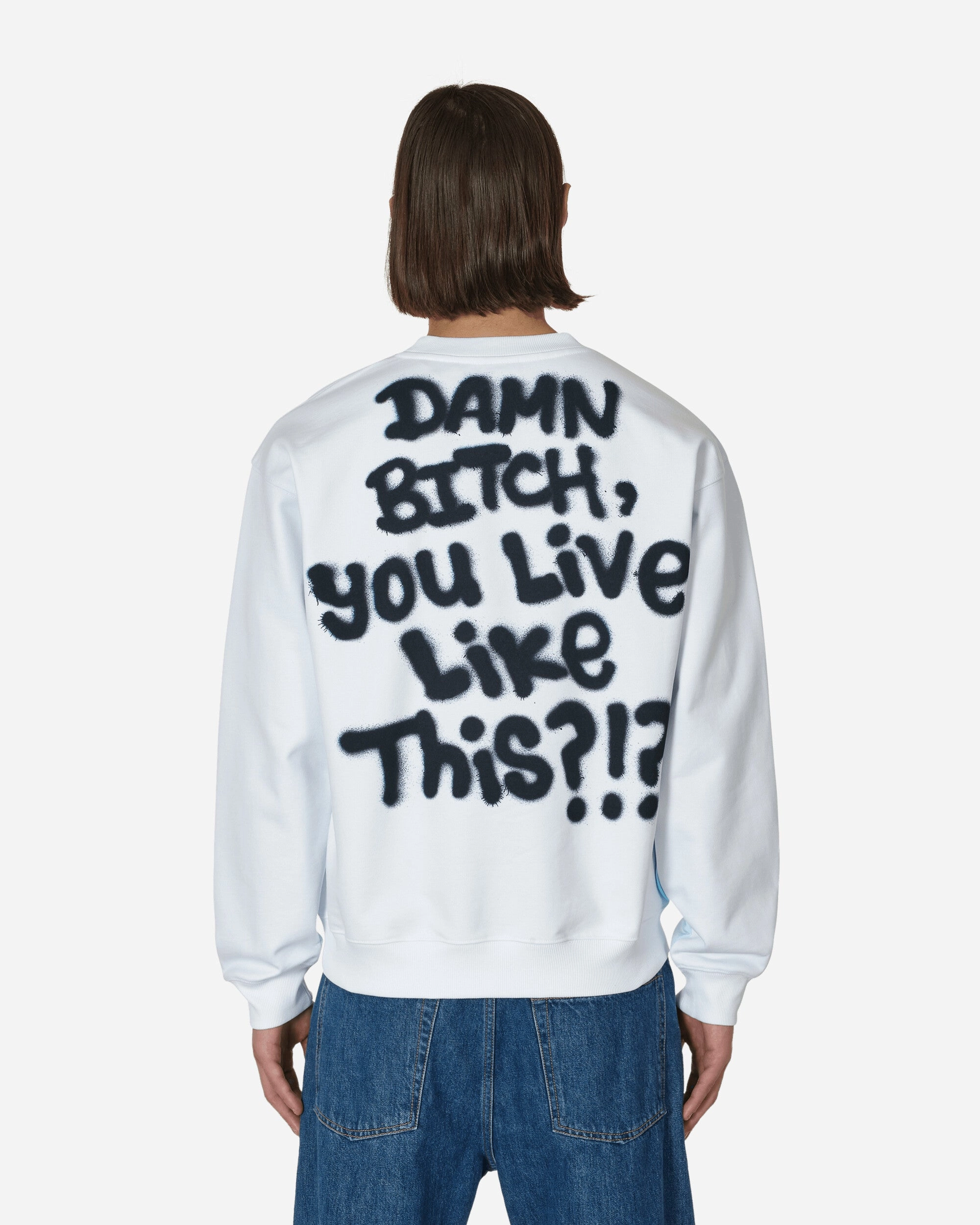 Ally Bo Printed Crewneck Sweatshirt White