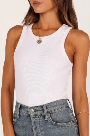 Ari Ribbed Tank Top - White
