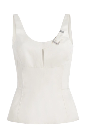 Avalon Top in Ivory Silk Linen Satin