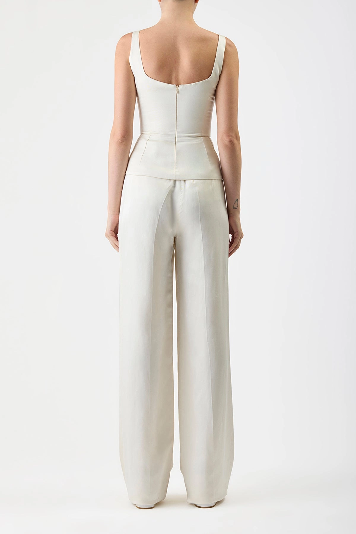 Avalon Top in Ivory Silk Linen Satin