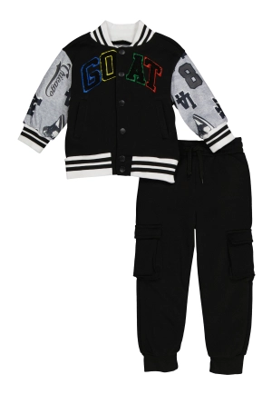 Baby Boys 12-24M GOAT Chenille Graphic Varsity Jacket and Joggers