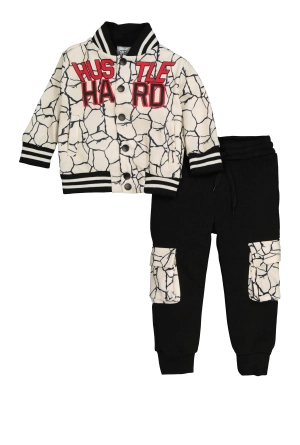 Baby Boys 12-24M Hustle Hard Varsity Jackets and Cargo Joggers