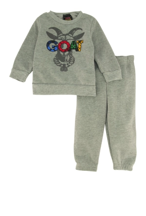 Baby Boys 12-24M Plaid GOAT Graphic Sweatshirt and Sweatpants