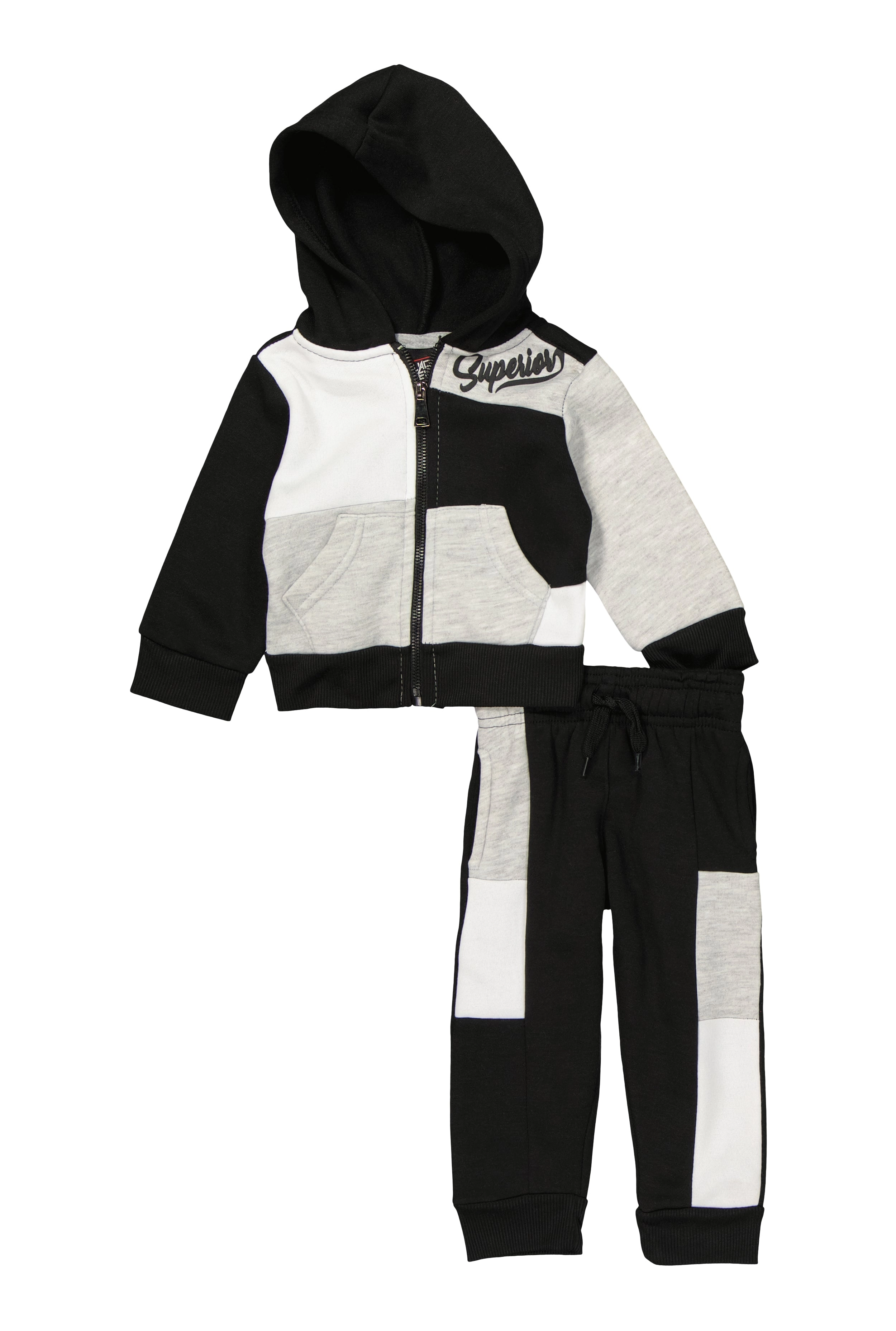 Baby Boys 12-24M Superior Color Block Zip Front Hoodie and Joggers