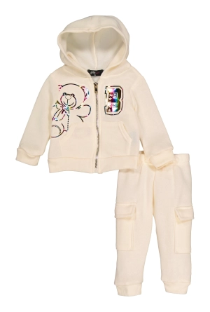 Baby Girls 0-9M Bear 3D Foil Screen Graphic Hoodie and Joggers