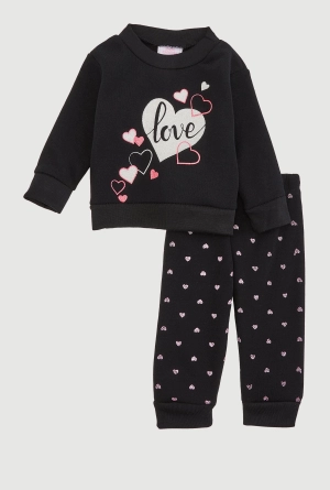 Baby Girls 0-9M Love Glitter Heart Sweatshirt and Joggers
