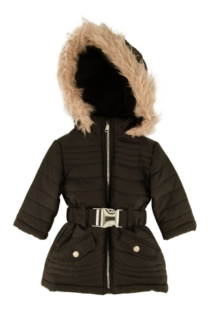 Baby Girls 12-24M Faux Fur Lined Belted Puffer Jacket