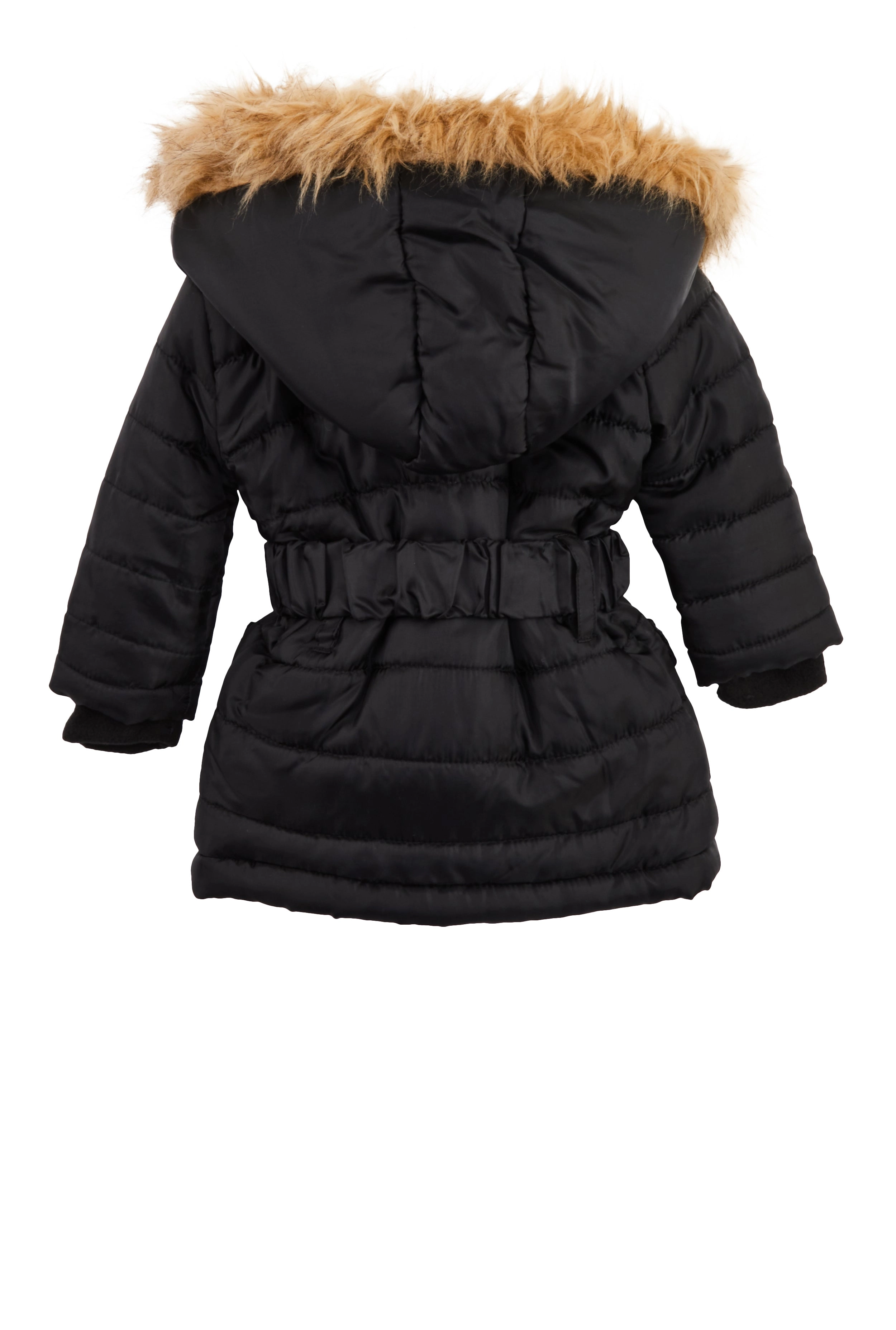 Baby Girls 12-24M Faux Fur Trim Belted Puffer Jacket