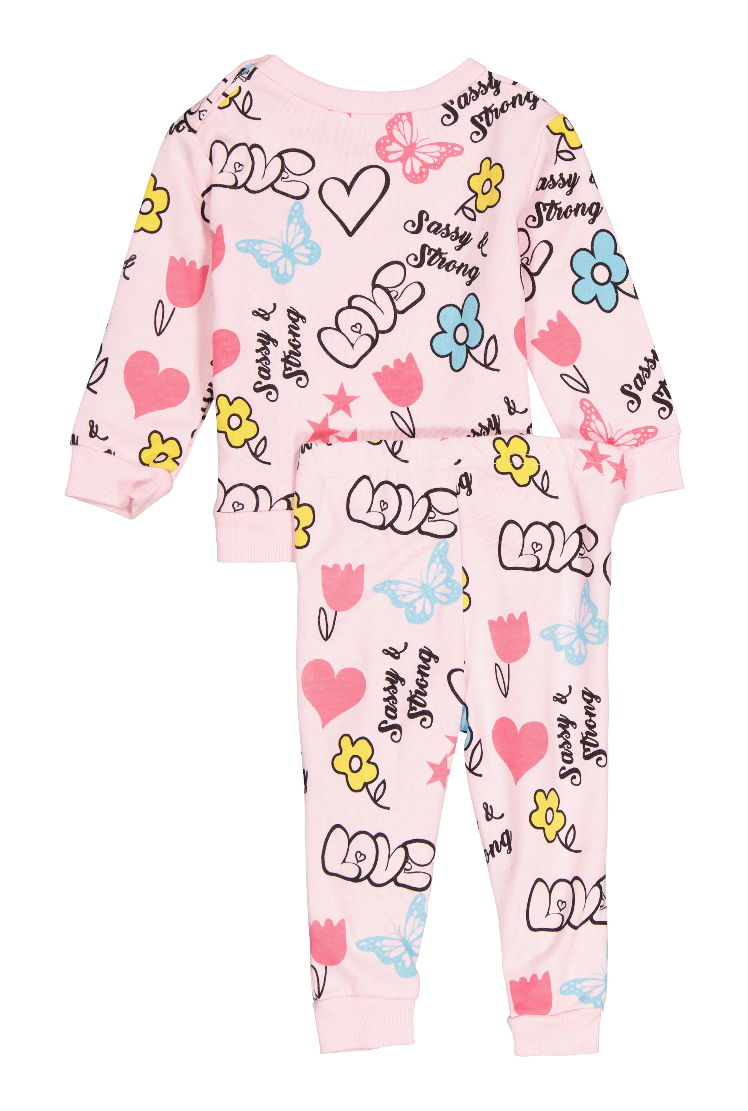 Baby Girls 12-24M Love Graphic Print Sweatshirt and Joggers