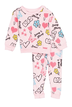 Baby Girls 12-24M Love Graphic Print Sweatshirt and Joggers