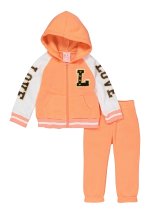 Baby Girls 12-24M Love Zip Front Hoodie and Joggers