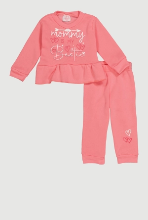 Baby Girls 12-24M Mommy Is My Bestie Glitter Sweatshirt and Joggers
