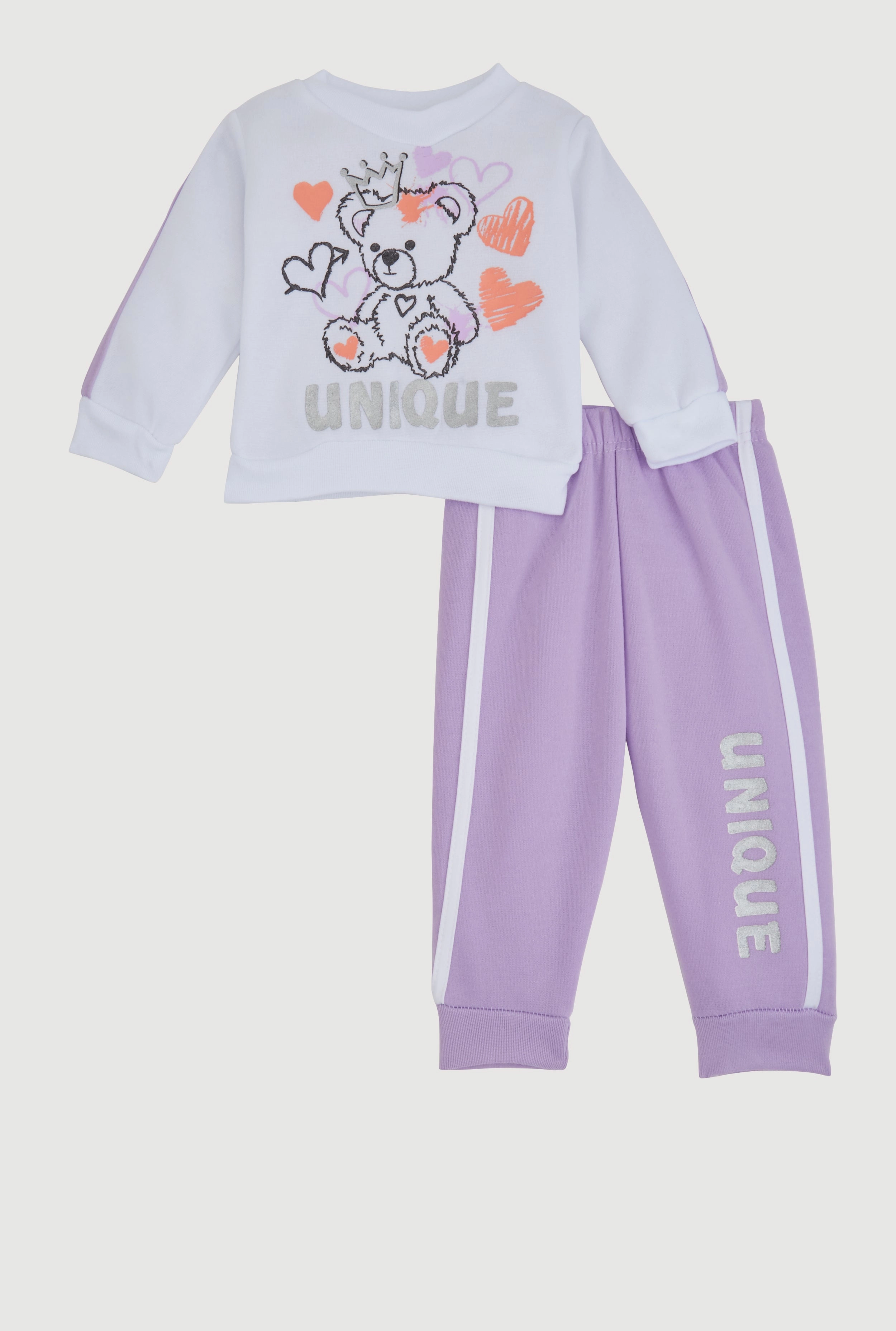 Baby Girls 12-24M Unique Glitter Graphic Sweatshirt and Joggers