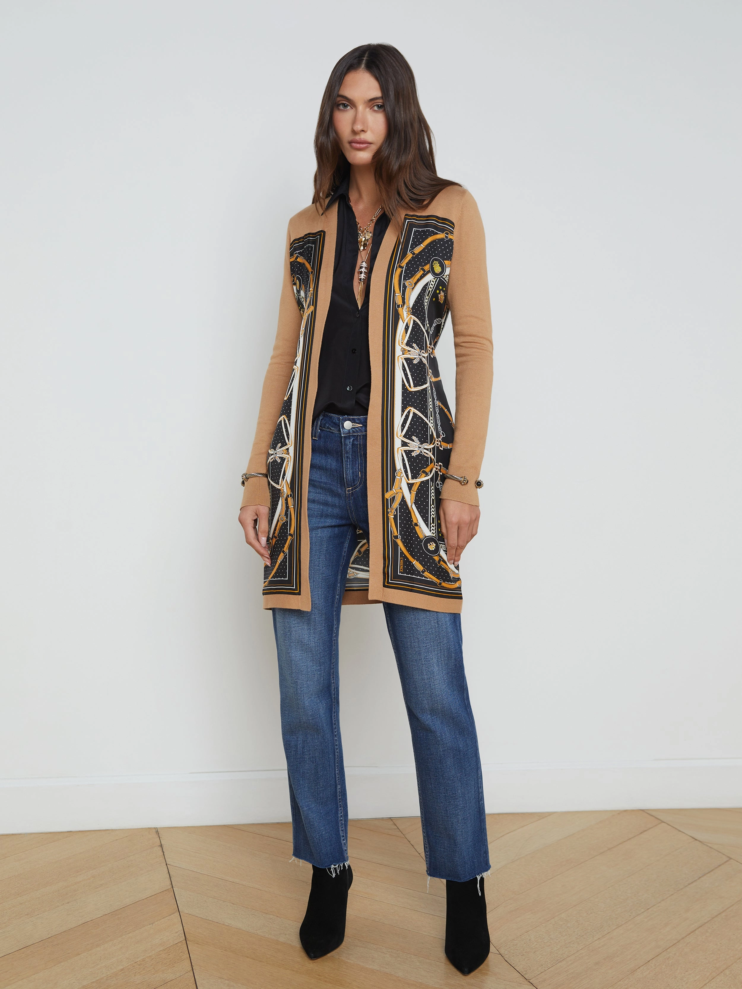 Beverly Silk Panel Cardigan