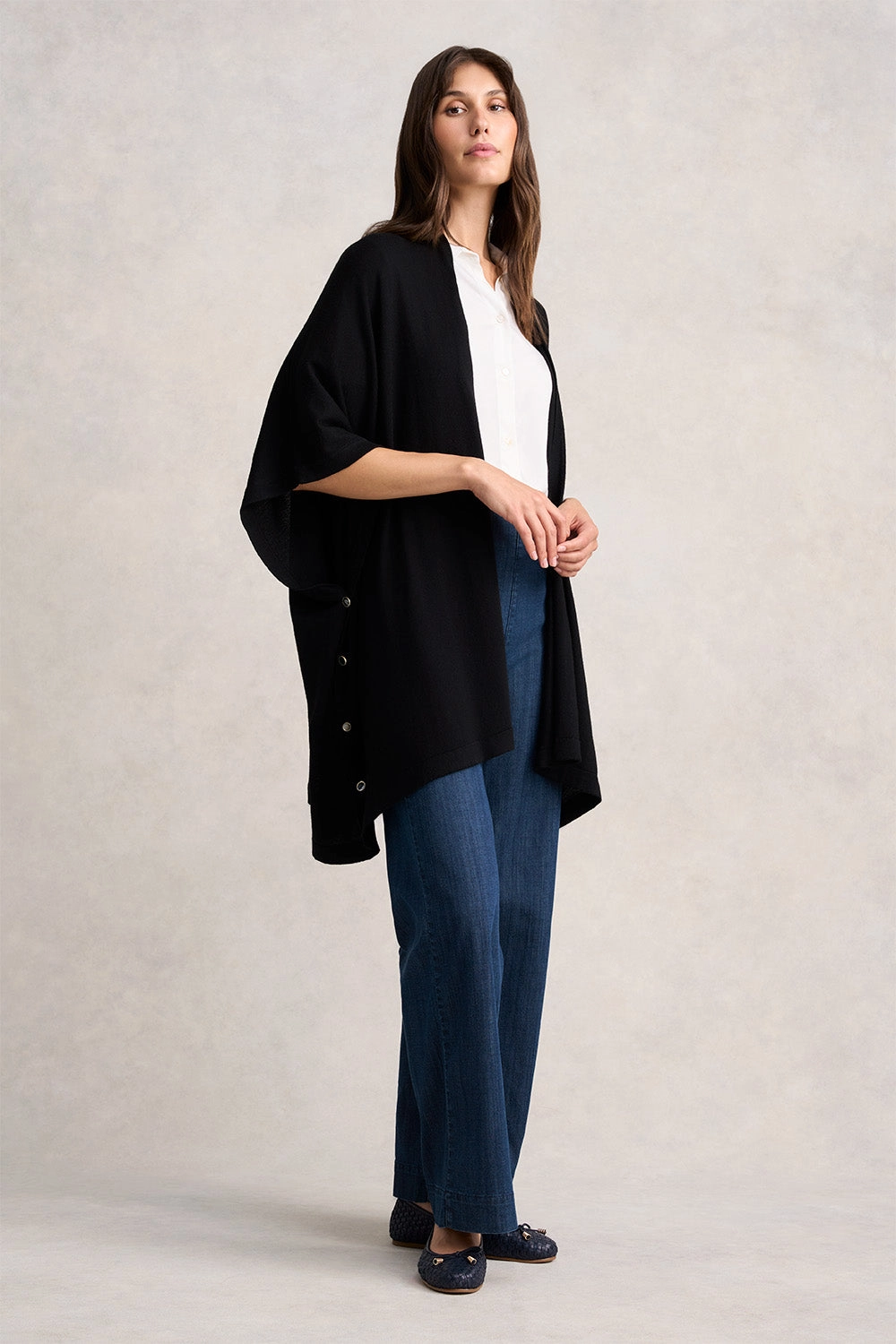 Black Merino Button Wrap