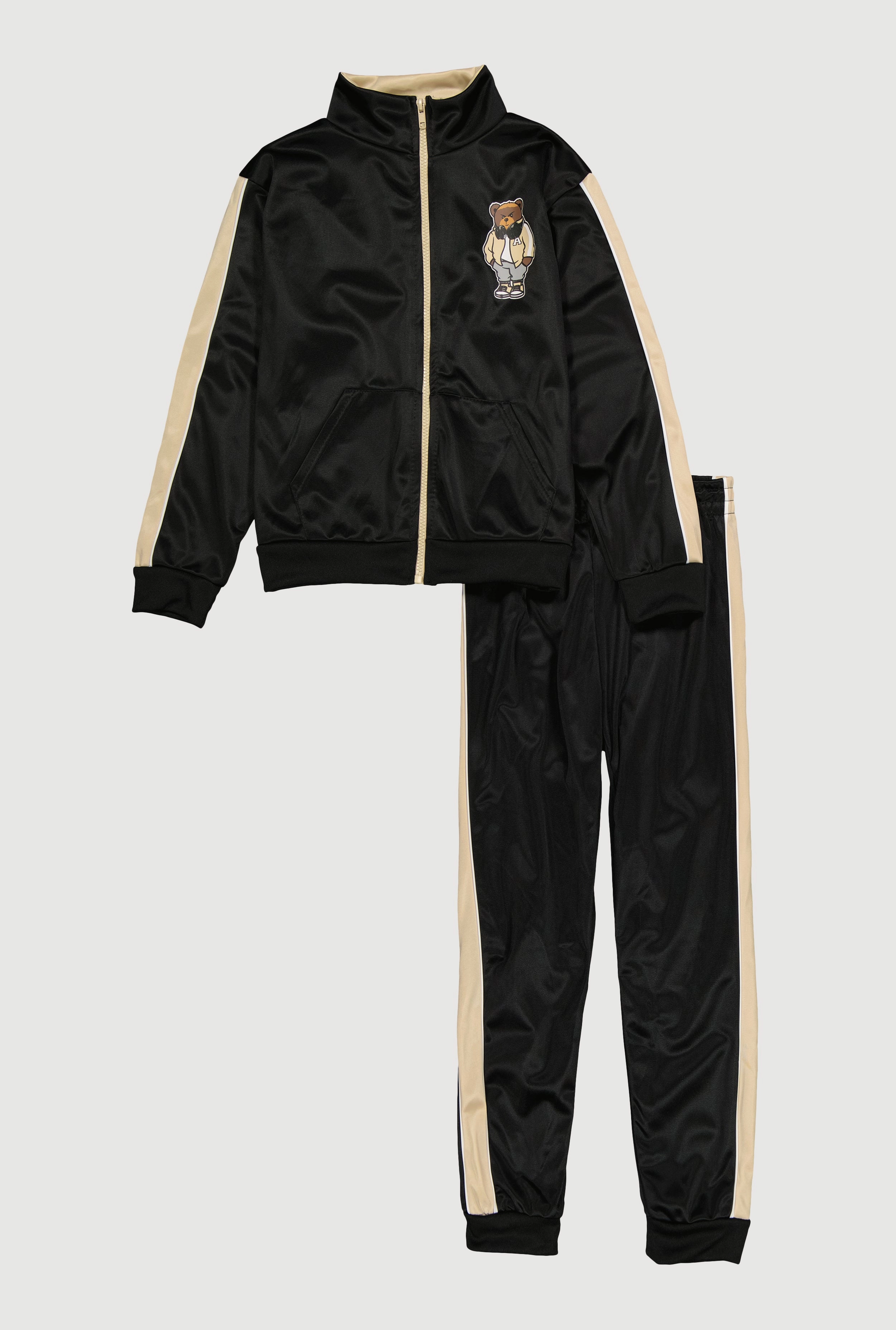 Boys Bear Graphic Zip Front Track Jacket and Joggers