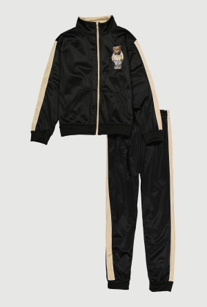 Boys Bear Graphic Zip Front Track Jacket and Joggers