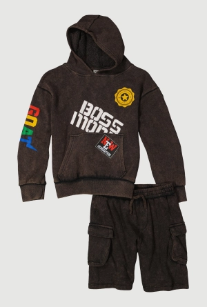 Boys GOAT Graphic Hooded Sweatshirt and Shorts