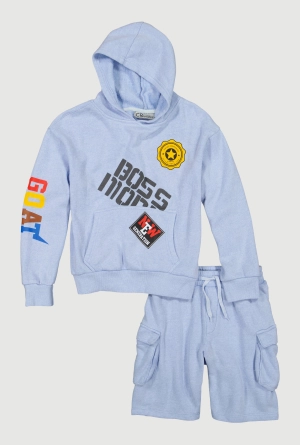 Boys GOAT Graphic Hooded Sweatshirt and Shorts