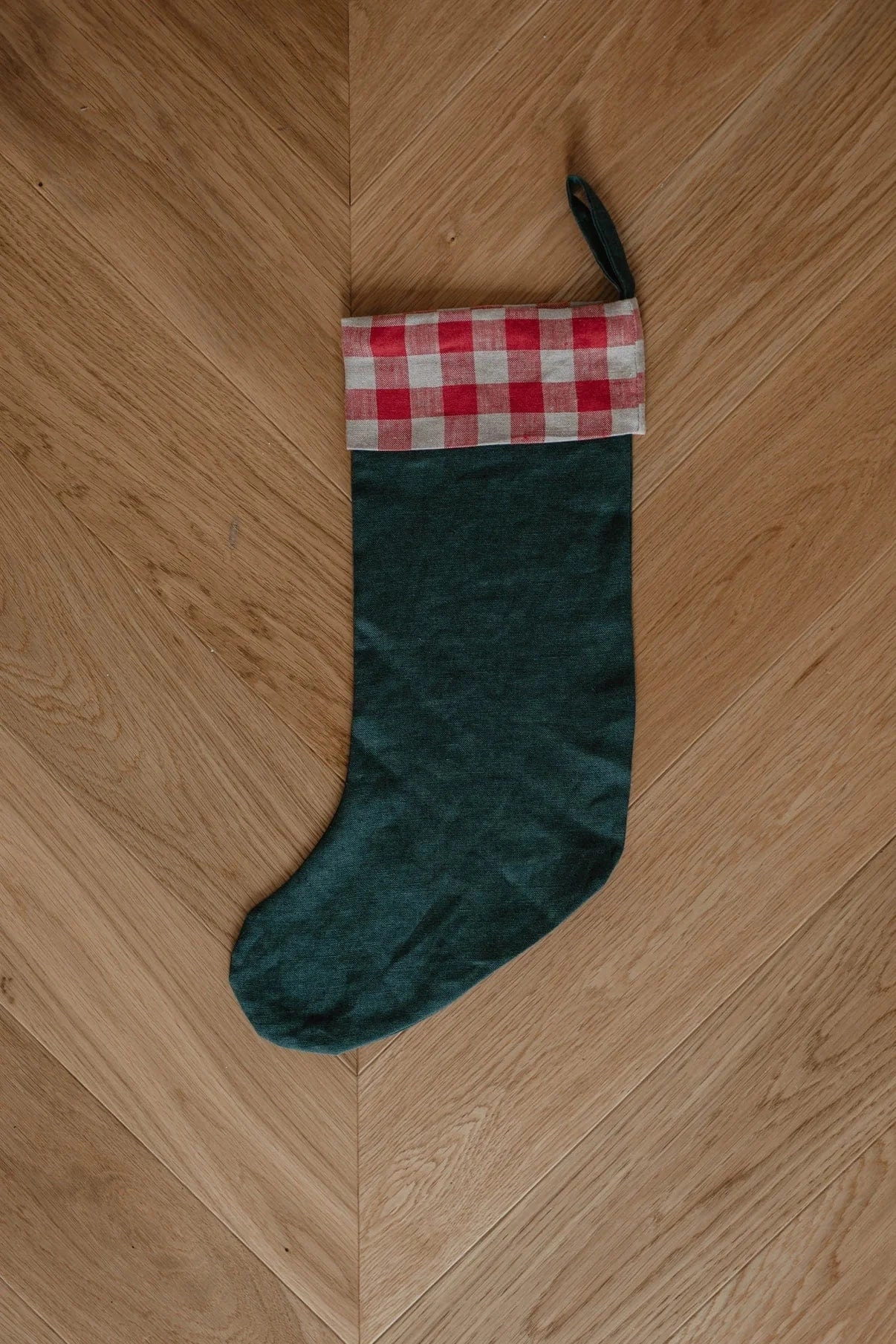 Checks & Stripes Linen Christmas Stocking | Multiple Colours