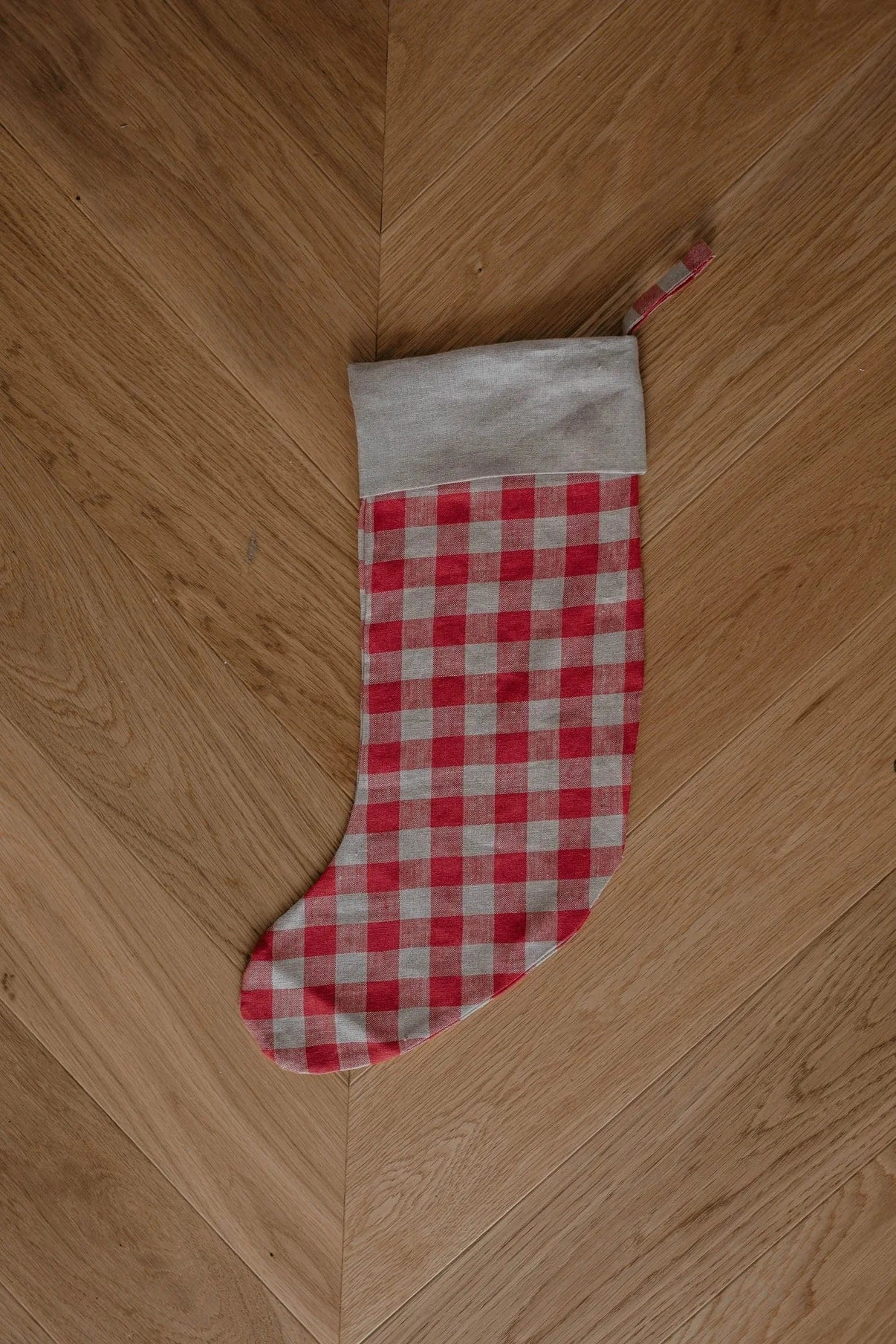 Checks & Stripes Linen Christmas Stocking | Multiple Colours
