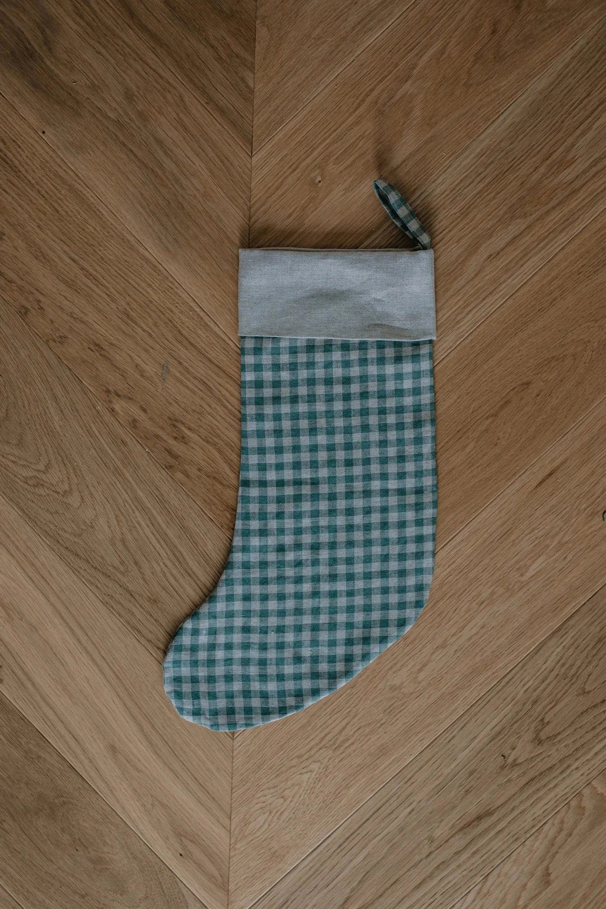 Checks & Stripes Linen Christmas Stocking | Multiple Colours