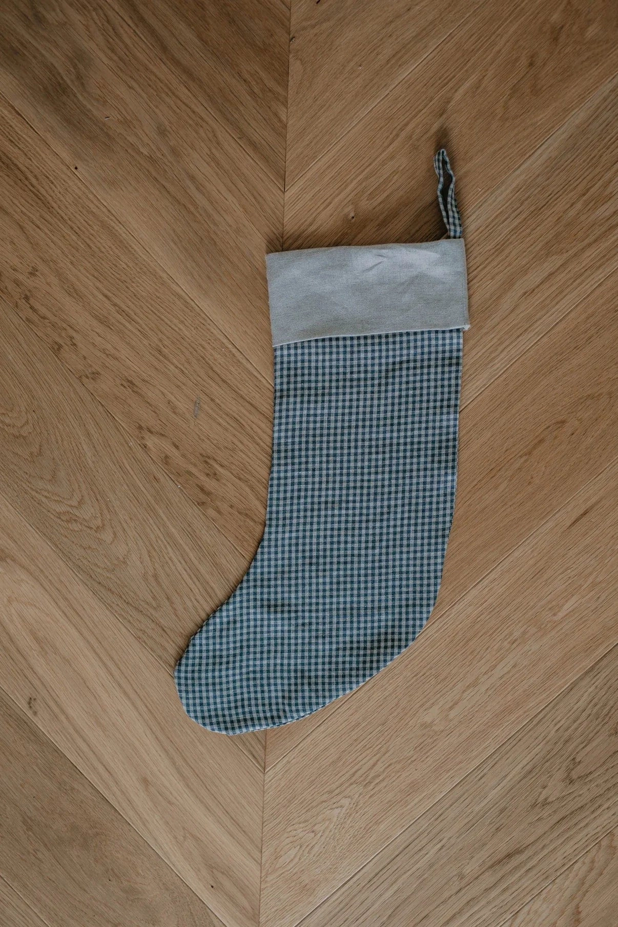Checks & Stripes Linen Christmas Stocking | Multiple Colours