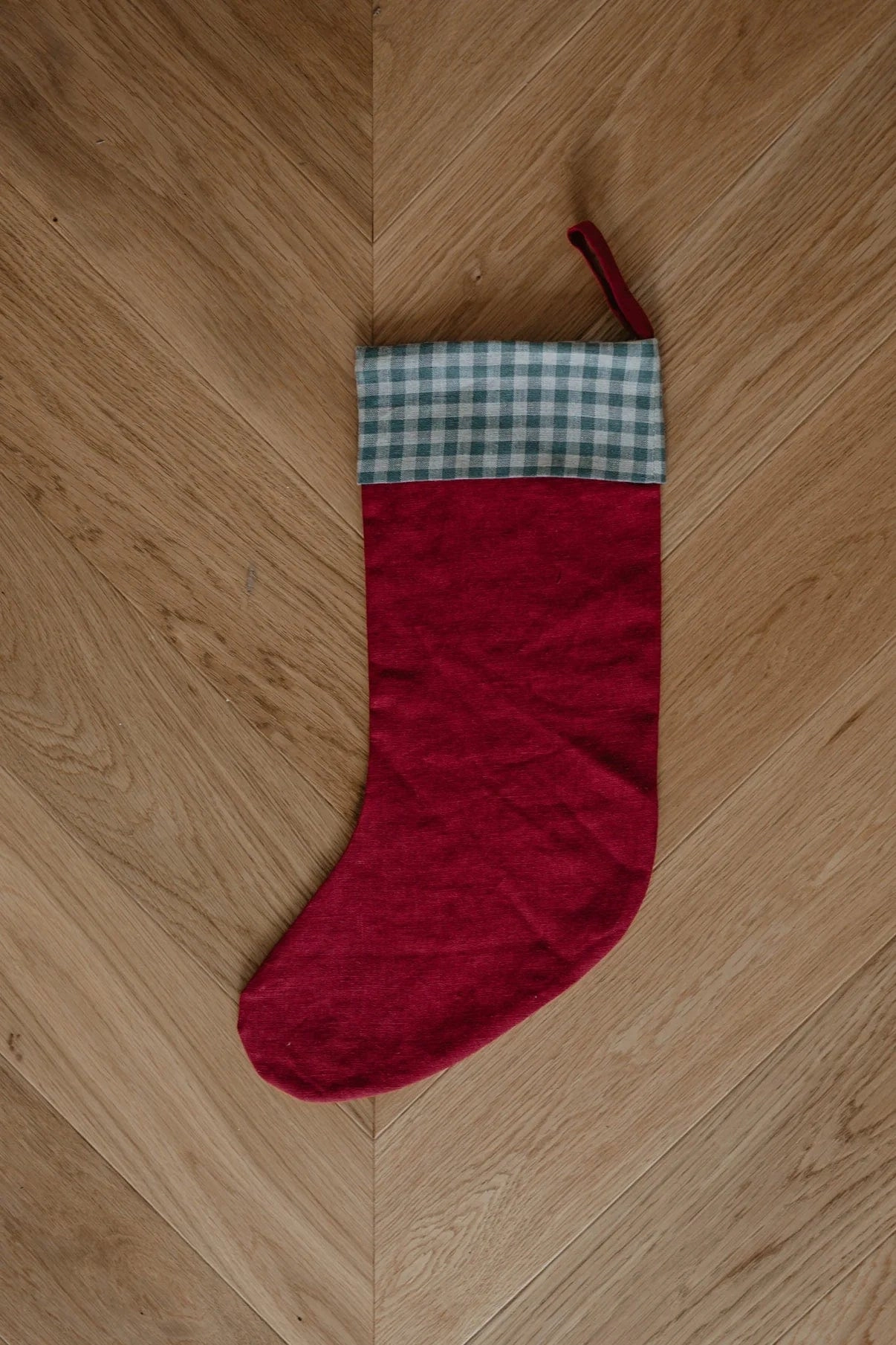 Checks & Stripes Linen Christmas Stocking | Multiple Colours