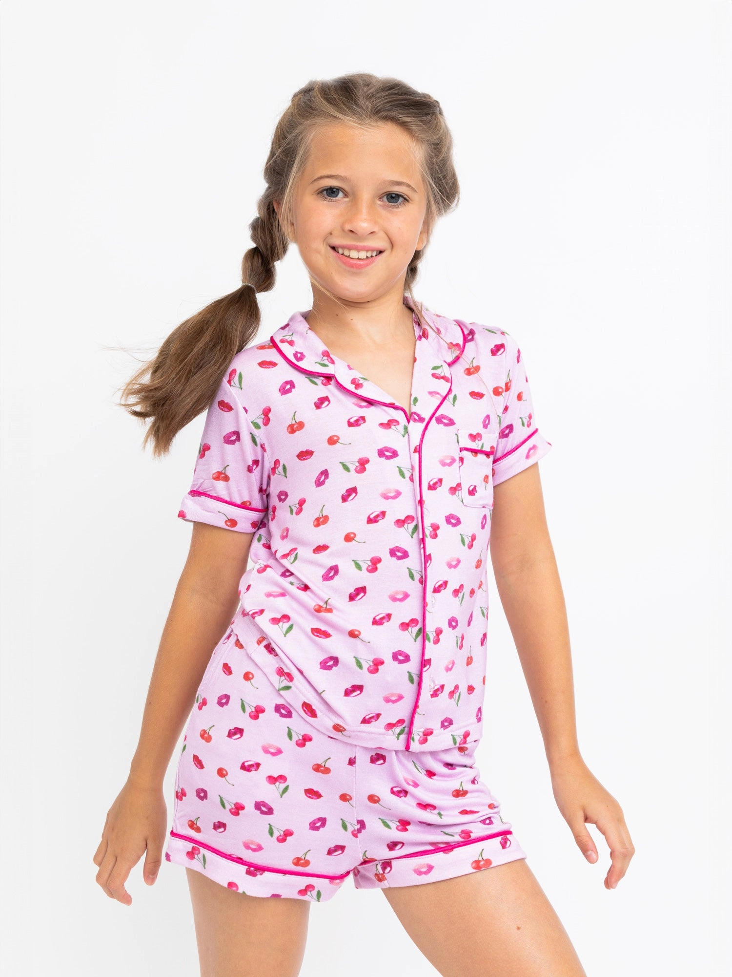 Cherries and Lips Short Sleeve Pajama Set
