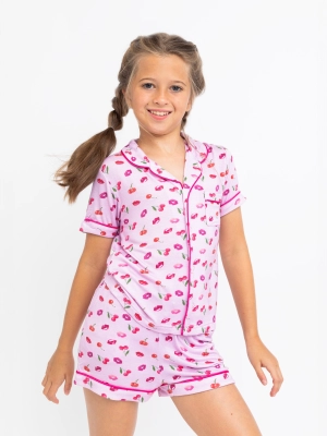 Cherries and Lips Short Sleeve Pajama Set