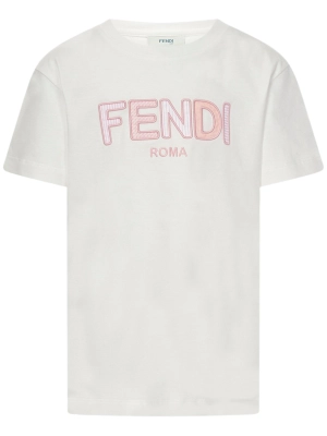 Fendi Kids Logo Patch Crewneck T-Shirt