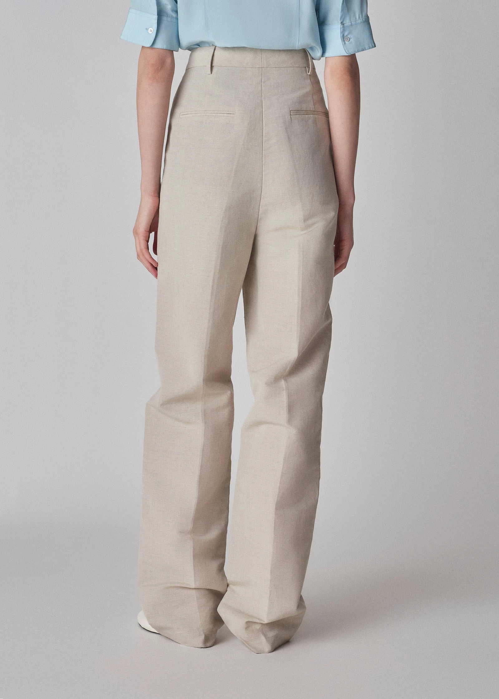 Flat Front Trouser in Linen - Clay