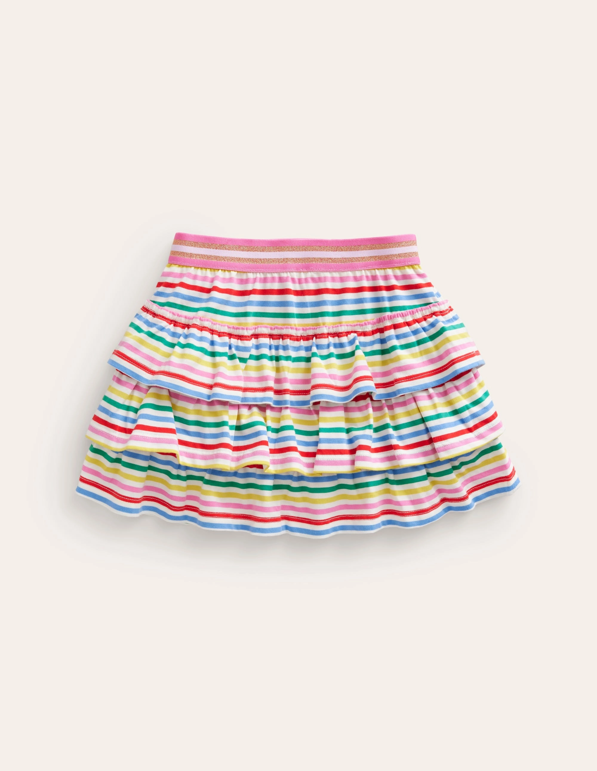 Jersey Ruffle Skort-Multi Stripe