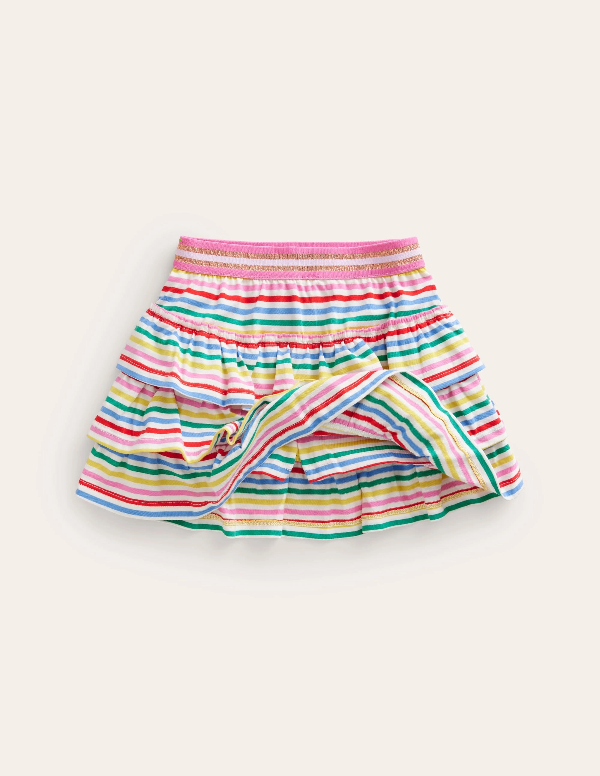 Jersey Ruffle Skort-Multi Stripe