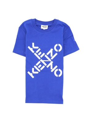 Kenzo Kids Cross Logo Printed Crewneck T-Shirt