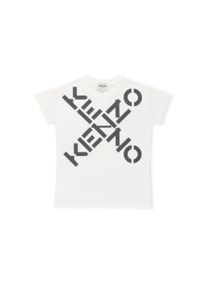 Kenzo Kids Cross Logo Printed Crewneck T-Shirt
