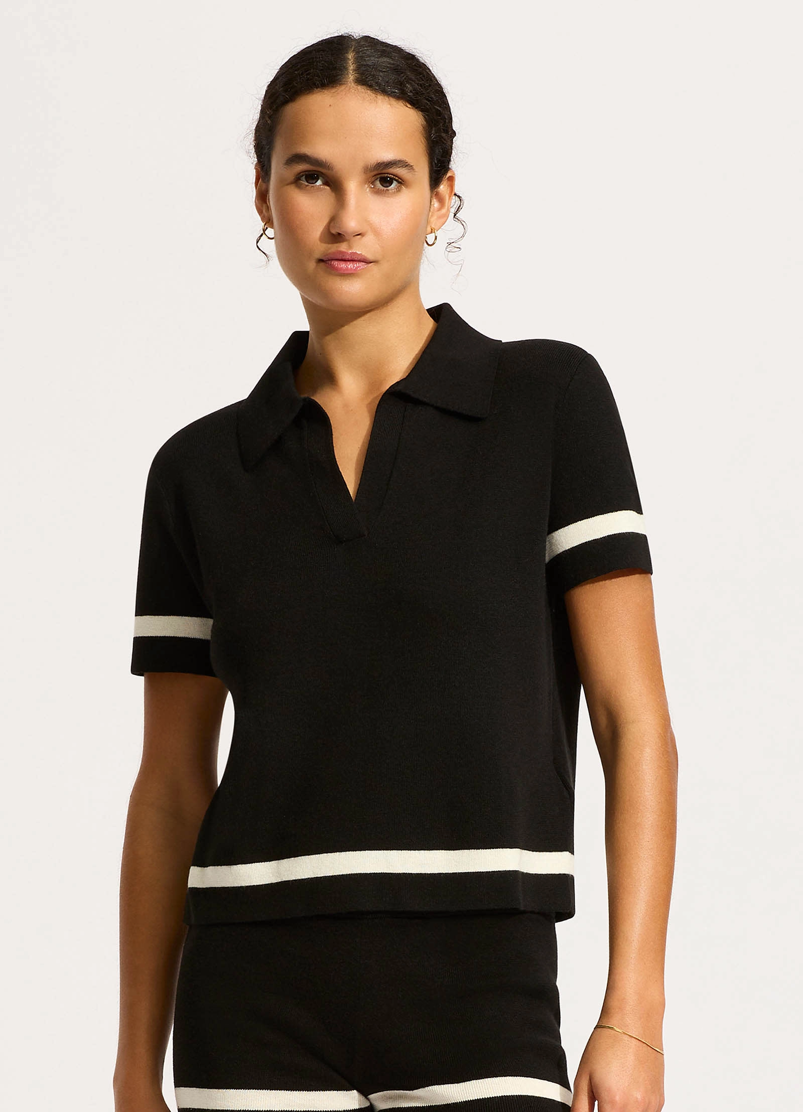 Knit Polo Shirt - Black