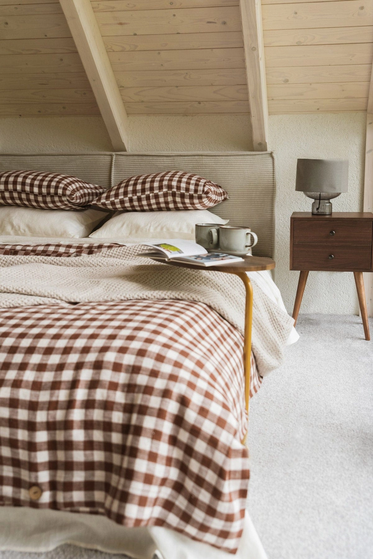 Linen Bedding Set | Mocha Gingham