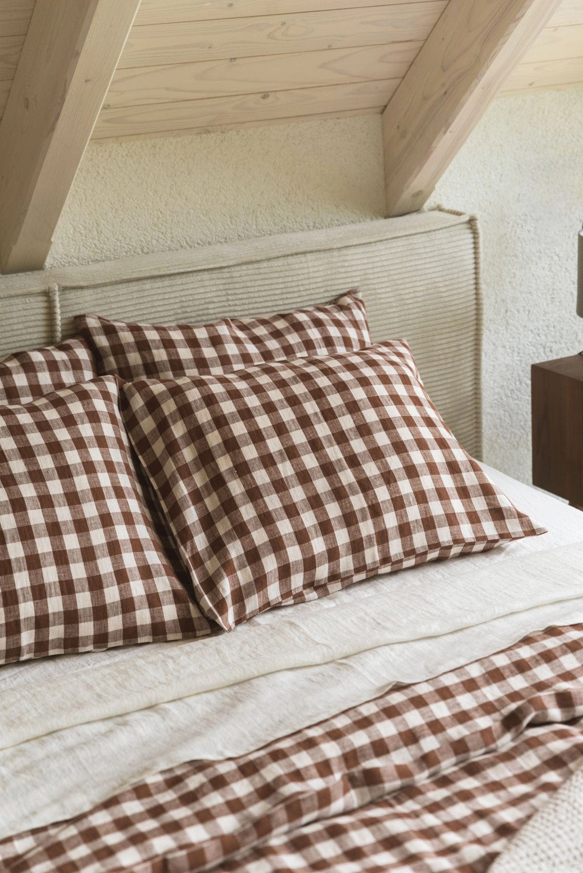 Linen Bedding Set | Mocha Gingham