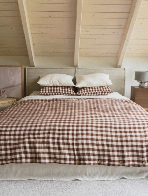Linen Bedding Set | Mocha Gingham