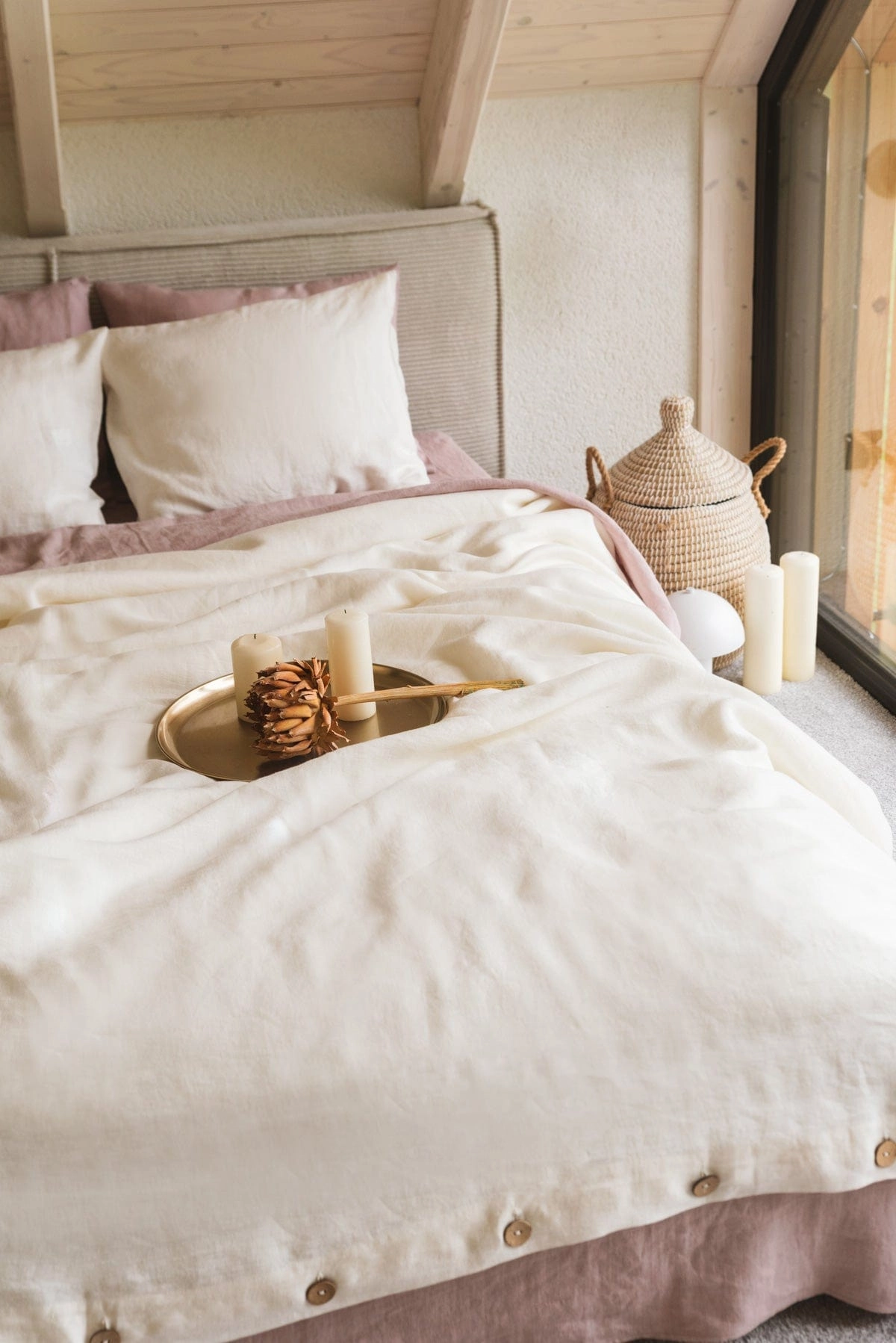 Linen Bedding Set | White
