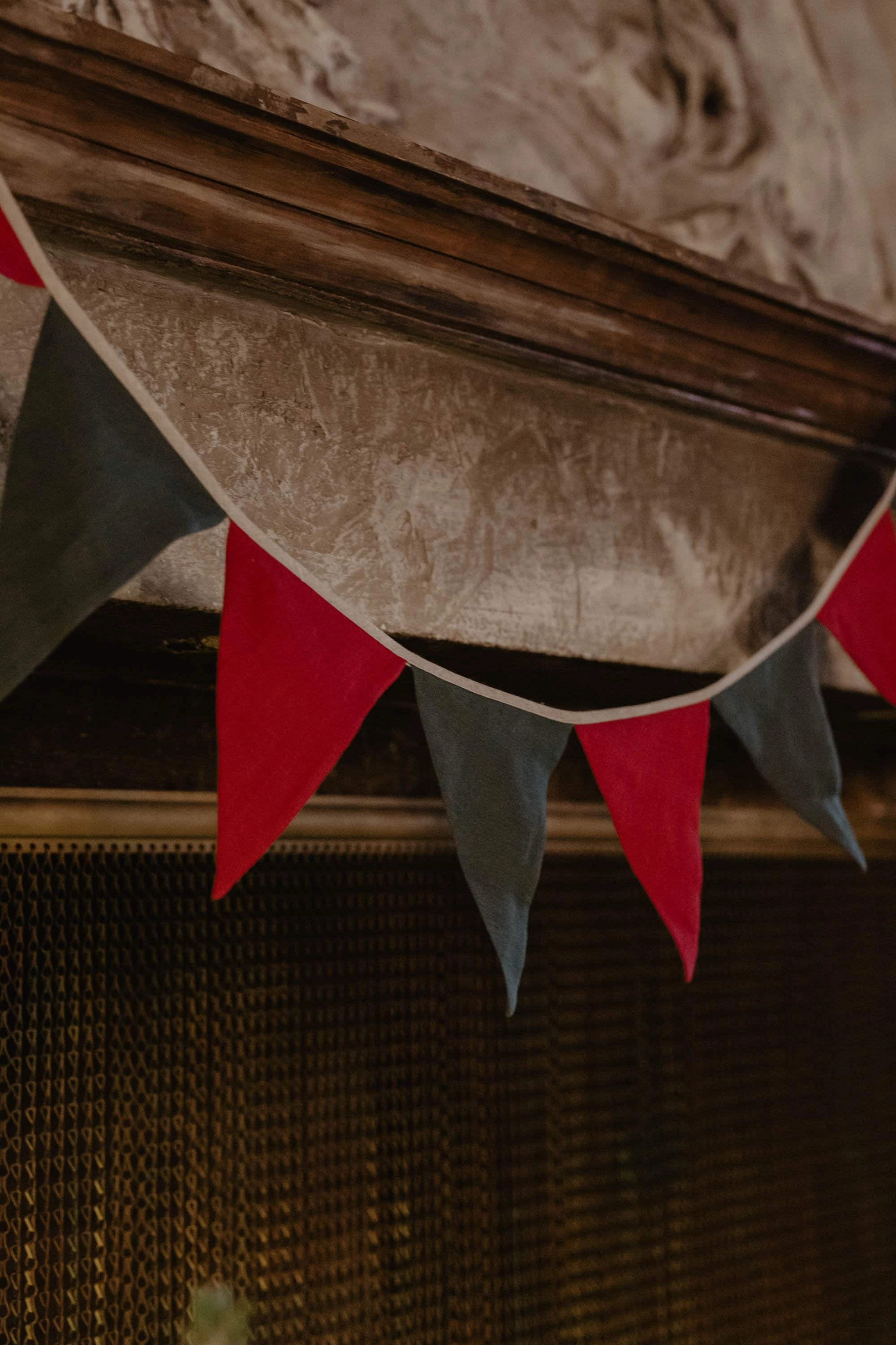 Linen Christmas Bunting | Berry & Forest Green