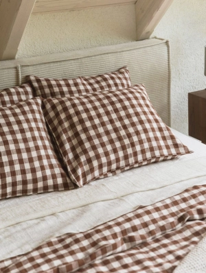 Linen Pillowcase | Mocha Gingham